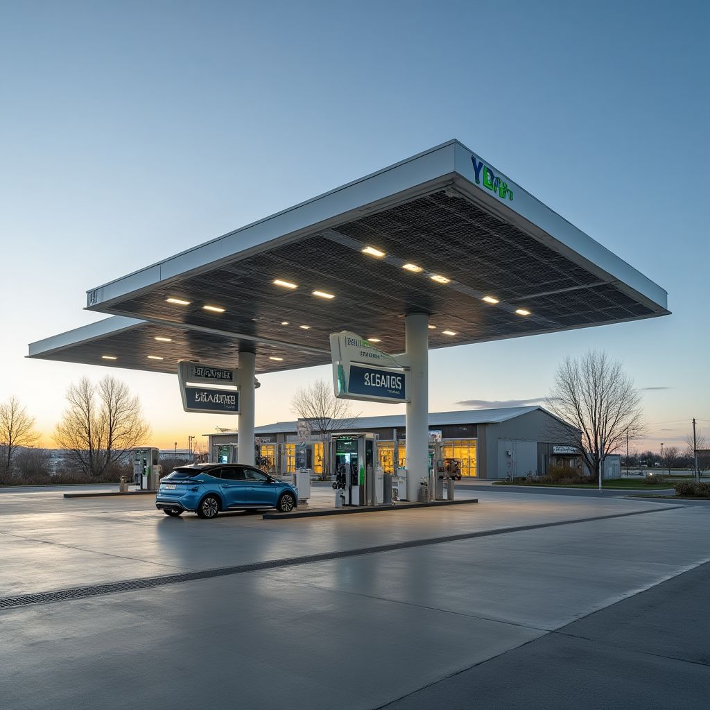 Estación YPF con paneles solares